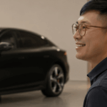Zaac with a Dongfeng 007 electric car sharing his experience switching from petrol car ownership to EV leasing in Singapore